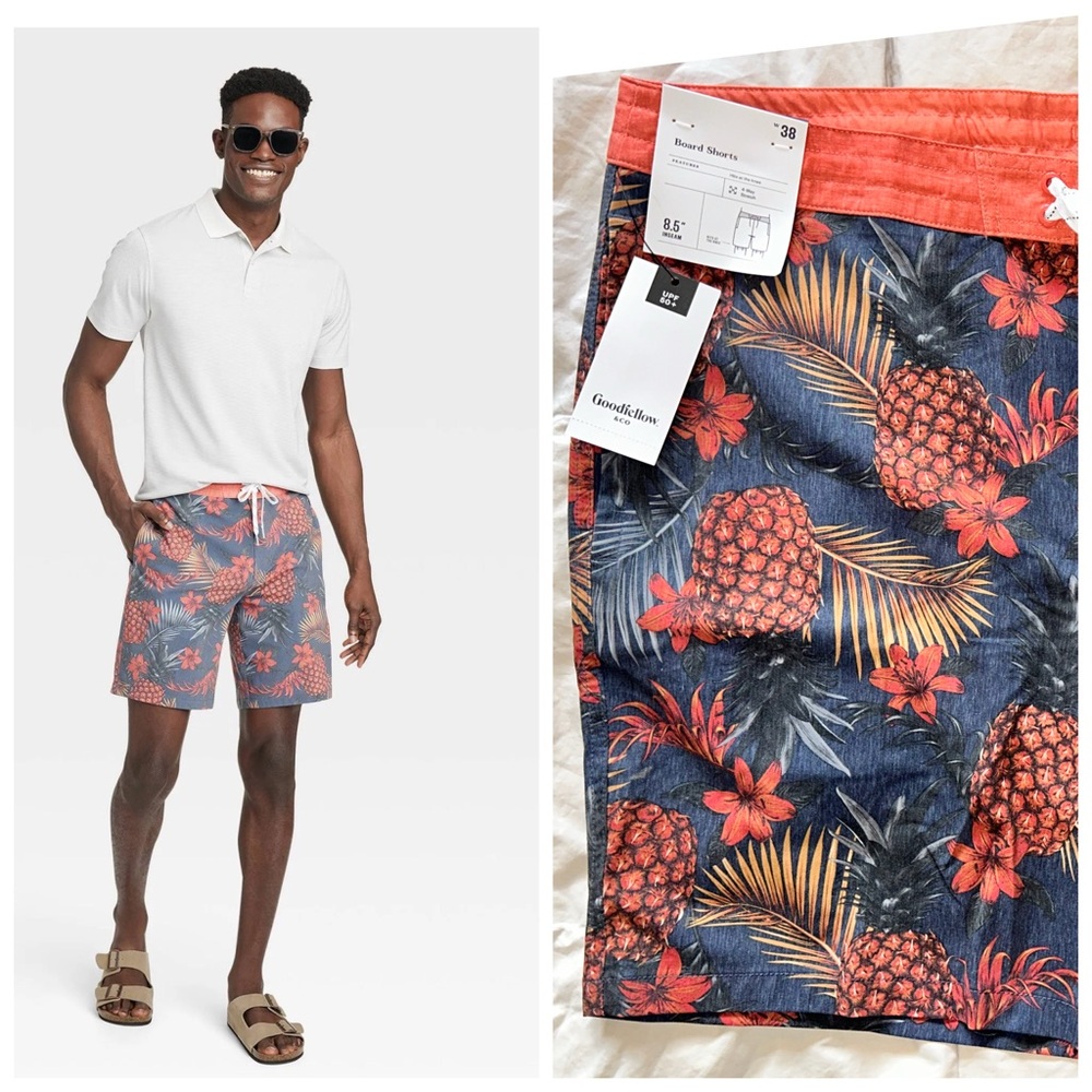 NWT Goodfellow Tropical Pineapples Board Shorts
